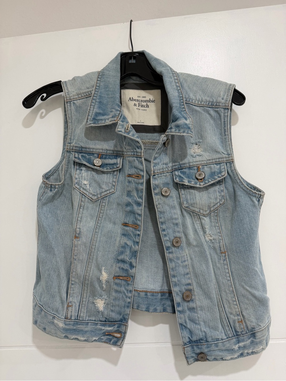 Abercrombie & Fitch Light Blue Denim Jacket Vest